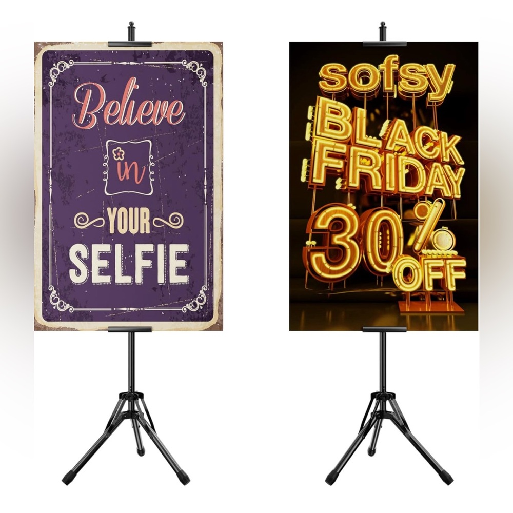 2 Pack Double-Sided Sign 🪧 Holder Advertising Display Tripod Poster Stand